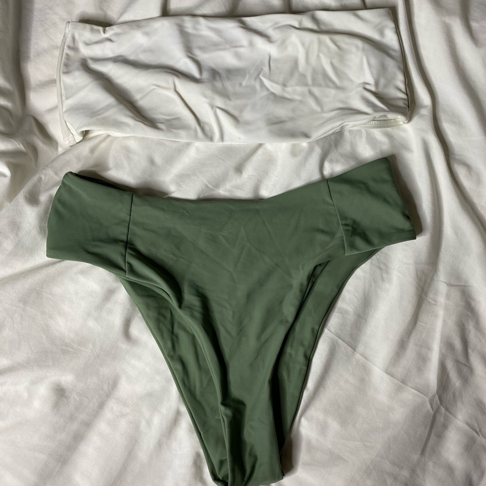 Bando Top Bikini with High Waisted Cheeky Bottoms